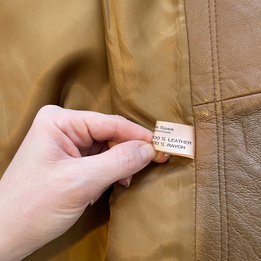 Vintage 100% Leather Coat - Picture 10 of 14